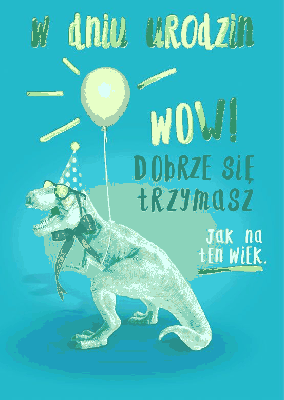 Kartka z dinozaurem na urodziny